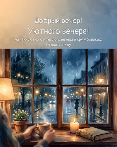 Добрый вечер! Уютного вечера! — evening window 07